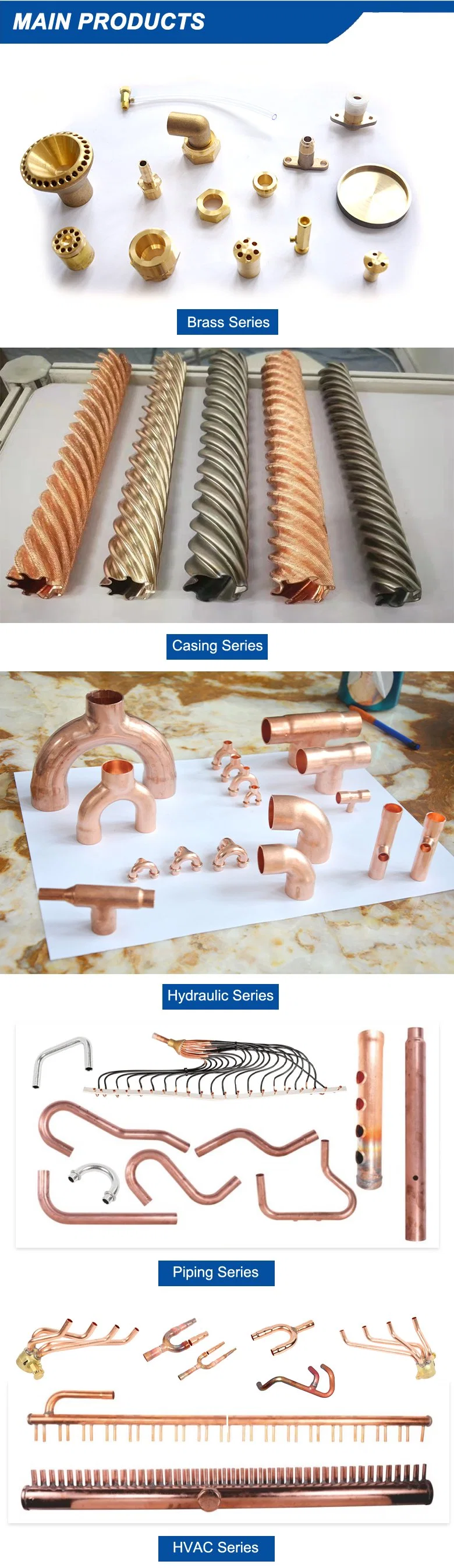 Air Conditioner Parts, Air Conditioning Internal Refrigeration Copper Pipe Components with Brass Fitting