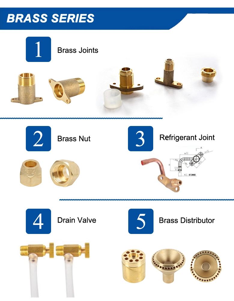 Air Conditioner Parts, Air Conditioning Internal Refrigeration Copper Pipe Components with Brass Fitting