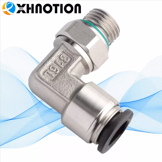 Xhnotion Push to Connect Stainless Steel SS316 Metal Sleeve Male Elbow Pneumatic Air Fitting