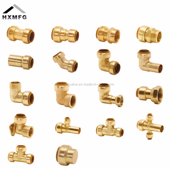 Full Range Brass Coupler Thread Adaptor PE elbow Pushfit Press Tee Pex Wallplate Soldering Cross Sliding Tap Connector Copper Bent Compression Fitting